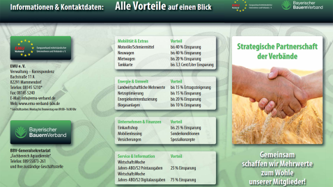 Überblick über die Vorteile der EMU für Mitglieder im Bayerischen Bauernverband