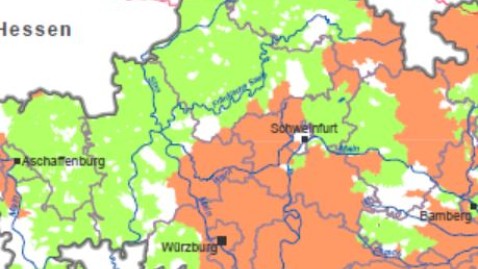 rote und grüne Gebiete in Unterfranken